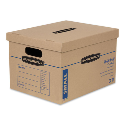 SmoothMove Classic Moving/Storage Boxes, Half Slotted Container (HSC), Small, 12" x 15" x 10", Brown/Blue, 15/Carton [SKU: FEL7714209]