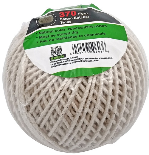 BARON 50603 Butcher Twine, 1/8 in Dia, 370 ft L, 13 lb Working Load, Cotton, Brown [SKU: ORG7459043]
