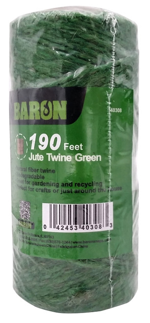 BARON 40308 Twine, 1/8 in Dia, 190 ft L, 7 lb Working Load, Natural Fiber, Green [SKU: ORG7458961]