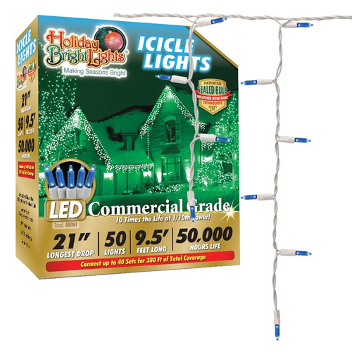Holiday Bright Lights LEDBX-T570IC-BL Icicle Light Set, 70-Lamp, LED Lamp, Blue Light, 50,000 hr Average Life [SKU: ORG8153108]