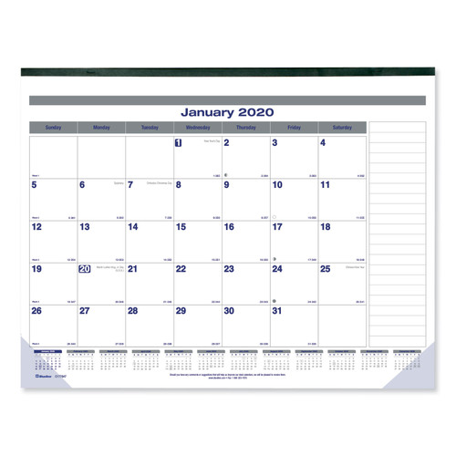 Net Zero Carbon Monthly Desk Pad Calendar, 22 x 17, White/Gray/Blue Sheets, Black Binding, 12-Month (Jan to Dec): 2024 [SKU: REDC177847]