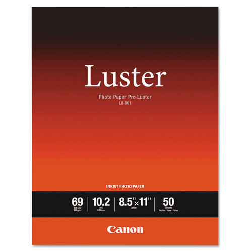 PRO Luster Inkjet Photo Paper, 10.2 mil, 8.5 x 11, Luster White, 50/Pack [SKU: CNM6211B004]