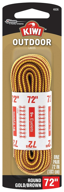 Kiwi 70448 Boot Lace, Round, Braided Nylon, Brown/Yellow, 72 in L [SKU: ORG8224768]