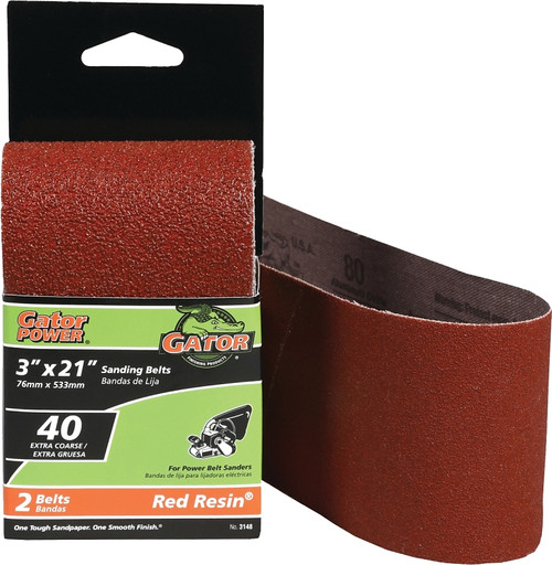 Gator 3148 Sanding Belt, 3 in W, 21 in L, 40 Grit, Extra Coarse, Aluminum Oxide Abrasive [SKU: ORG3908035]