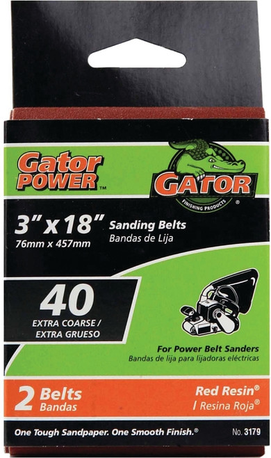 Gator 3179 Sanding Belt, 3 in W, 18 in L, 40 Grit, Extra Coarse, Aluminum Oxide Abrasive [SKU: ORG6185854]