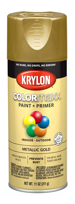 Krylon COLORmaxx K05588007 Spray Paint, Metallic, Gold, 12 oz, Aerosol Can [SKU: ORG7241870]