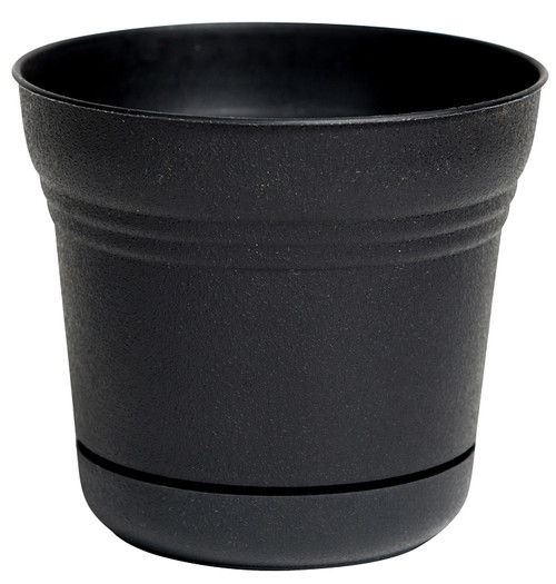 Bloem Saturn SP0700 Planter, 7.3 in Dia, Round, Plastic, Black, Matte [SKU: ORG4693404]