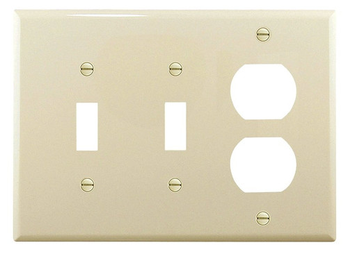 Eaton Wiring Devices PJ28LA Combination Wallplate, 7-1/4 in L, 6 in W, Mid, 3 -Gang, Polycarbonate, Light Almond [SKU: ORG1338441]