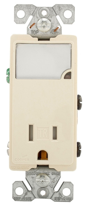 Eaton Cooper Wiring TR7735LA-BOX LED Wall Box Nightlight Combination, 1 -Pole, 15 A, 125 V, Light Almond [SKU: ORG1452952]