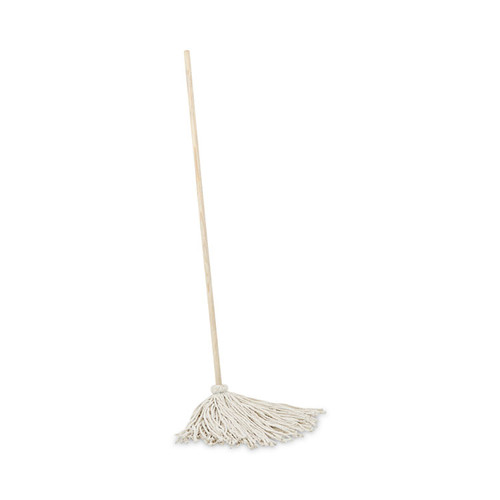 Handle/Deck Mops, 16 oz White Cotton Head, 48" Oak Wood Handle [SKU: BWK116C]
