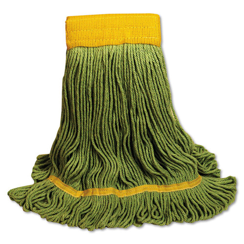 EcoMop Looped-End Mop Head, Recycled Fibers, Large Size, Green [SKU: BWK1200LEA]