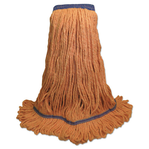 Super Loop Wet Mop Head, Cotton/Synthetic Fiber, 5" Headband, X-Large Size, Orange, 12/Carton [SKU: BWK504OR]