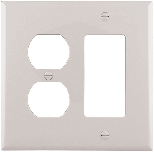 Eaton Wiring Devices PJ826W Combination Wallplate, 4-7/8 in L, 4-15/16 in W, 2 -Gang, Polycarbonate, White [SKU: ORG6130520]