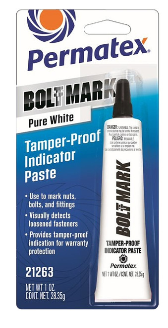 Permatex Bolt Mark 21263 Indicator Paste, 6 mL Tube, Liquid, Pure White [SKU: ORG7410244]