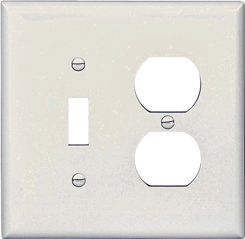 Eaton Wiring Devices PJ18W Combination Wallplate, 4-7/8 in L, 4-15/16 in W, 2 -Gang, Polycarbonate, White [SKU: ORG6906416]
