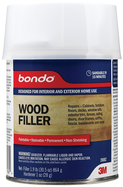 Bondo 20082 Wood Filler, Paste, Pungent Styrene, Yellow, 1 qt Can [SKU: ORG1030055]