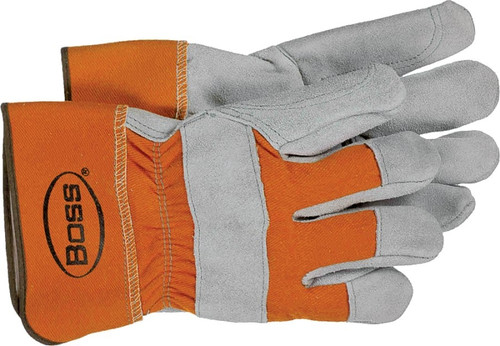 BOSS 2393 Driver Gloves, Men's, L, Wing Thumb, Rubberized Safety Cuff, Gray/Orange [SKU: ORG1978469]