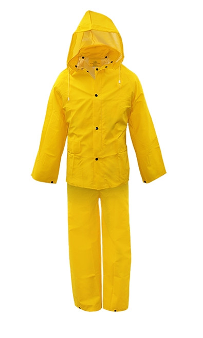 BOSS 3PR0300YL Rain Suit, L, PVC, Yellow, Detachable Collar [SKU: ORG5039904]