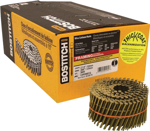 Bostitch C8R99BCG Framing Nail, 2-1/2 in L, Steel, Thickcoat, Ring Shank [SKU: ORG4921276]