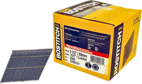 Bostitch S16D131-FH Framing Nail, 3-1/2 in L, 11 Gauge, Steel, Full Round Head, Smooth Shank [SKU: ORG6822183]