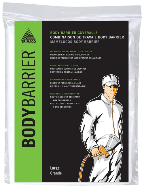 Trimaco 09953 Protective Coveralls, L, Zipper Closure, Polyolefin, White [SKU: ORG1801000]