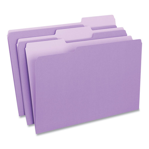 Deluxe Colored Top Tab File Folders, 1/3-Cut Tabs: Assorted, Legal Size, Violet/Light Violet, 100/Box [SKU: UNV10525]