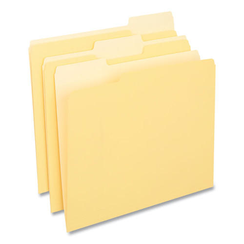 Deluxe Colored Top Tab File Folders, 1/3-Cut Tabs: Assorted, Letter Size, Yellow/Light Yellow, 100/Box [SKU: UNV10504]