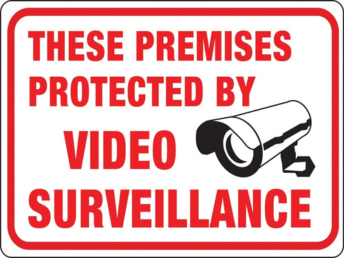 HY-KO 20619 Identification Sign, Rectangular, THESE PREMISES PROTECTED BY VIDEO SURVEILLANCE, Black/Red Legend, Plastic [SKU: ORG6788103]