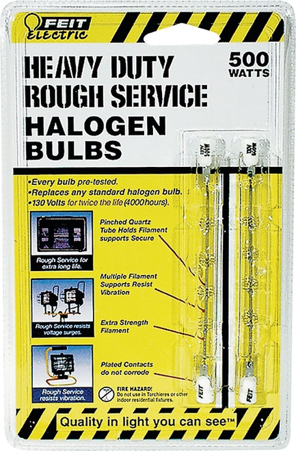 Feit Electric BPQ500T3/CL/RS/2 Halogen Bulb, 500 W, R7 Lamp Base, J T3 Lamp, 3000 K Color Temp, 4000 hr Average Life [SKU: ORG6096986]