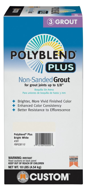 CUSTOM Polyblend PBPG38110 Non-Sanded Grout, Solid Powder, Characteristic, Bright White, 10 lb Box [SKU: ORG1515188]