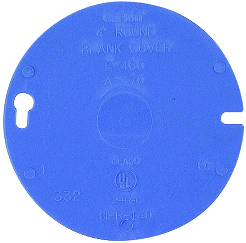 Carlon E460R-CAR Outlet Box Cover, 4 in Dia, Round, Plastic, Blue [SKU: ORG6922678]