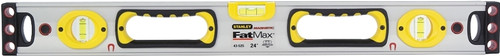 STANLEY 43-525 Box Beam Level, 24 in L, 3-Vial, 2-Hang Hole, Magnetic, Aluminum, Silver/Yellow [SKU: ORG0329615]