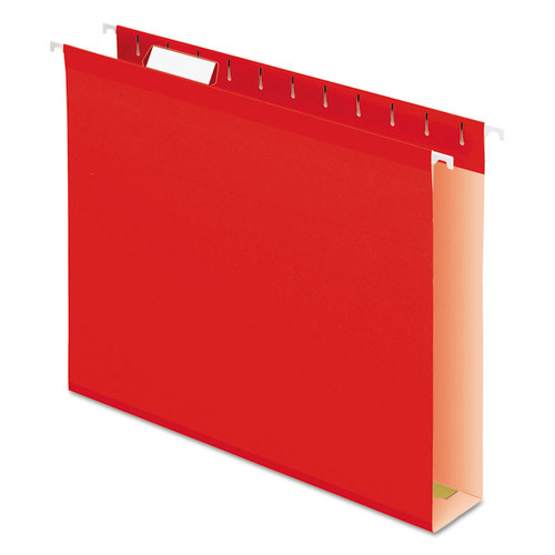 Extra Capacity Reinforced Hanging File Folders with Box Bottom, 2" Capacity, Letter Size, 1/5-Cut Tabs, Red, 25/Box [SKU: PFX4152X2RED]