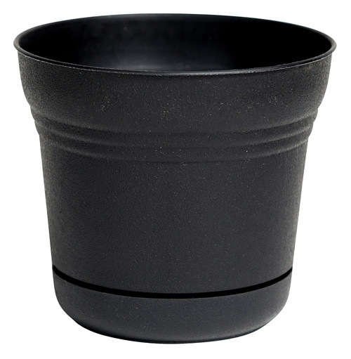 Bloem Ocean SPO500 Saturn Planter, 5 in W, 5 in D, Classic Textured Design, Plastic, Black, Matte [SKU: ORG4693396]