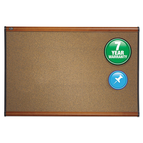 Prestige Bulletin Board, Brown Graphite-Blend Surface, 72 x 48, Cherry Frame [SKU: QRTB247LC]