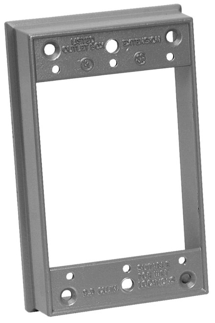 BWF EXR-1V Box Extension, 4-9/16 in L, 2-13/16 in W, 1 -Gang, Metal, Gray [SKU: ORG1719160]