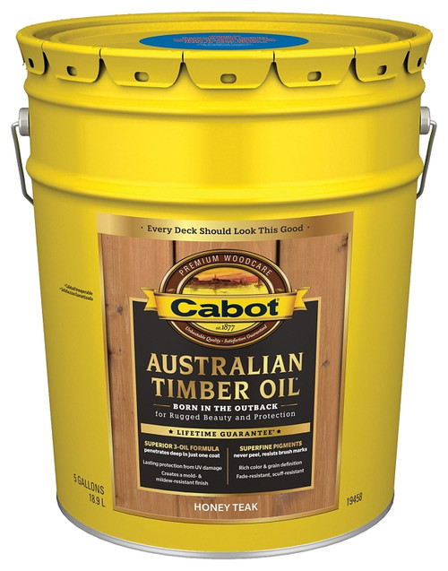 Cabot 19400 Series 140.0019458.008 Australian Timber Oil, Honey Teak, Liquid, 5 gal, Pail [SKU: ORG1282094]