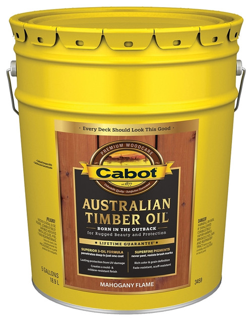 Cabot 3400 Series 140.0003459.008 Australian Timber Oil, Mahogany Flame, Liquid, 5 gal, Pail [SKU: ORG1492362]