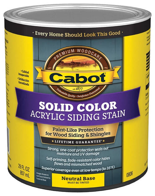 Cabot 800 Series 140.0000806.005 Solid Color Siding Stain, Natural Flat, Liquid, 1 qt, Can [SKU: ORG9435678]
