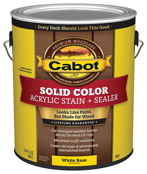 Cabot 140.0001801.007 Deck Stain, Solid, White Base, Liquid, 1 gal [SKU: ORG3282662]