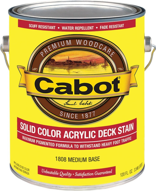 Cabot 140.0001808.007 Decking Stain, Low-Lustre, Medium Base, Liquid, 1 gal [SKU: ORG0765123]