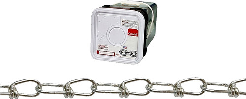 Campbell 075-2426N Double Loop Chain, #2/0, 275 ft L, 255 lb Working Load, Low Carbon Steel, Zinc [SKU: ORG6418628]