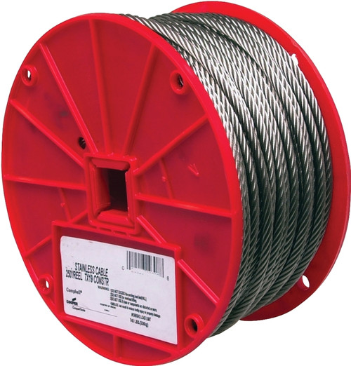 Campbell 7000426 High-Strength Cable, 1/8 in Dia, 250 ft L, 340 lb Working Load, Stainless Steel [SKU: ORG7128168]