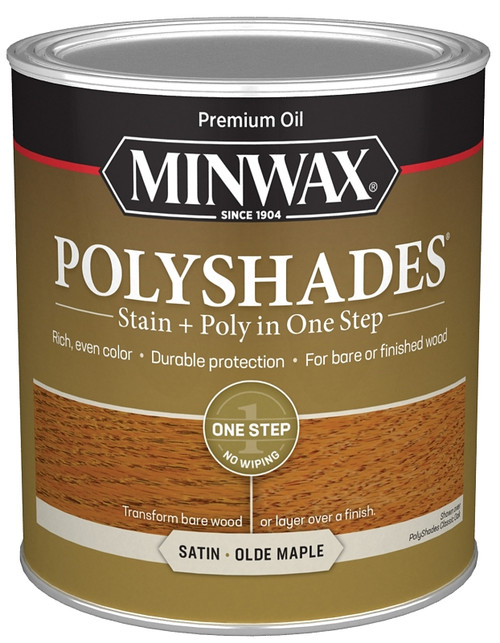 Minwax PolyShades 61330444 Wood Stain and Polyurethane, Satin, Olde Maple, Liquid, 1 qt, Can [SKU: ORG8971822]