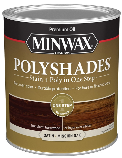 Minwax PolyShades 613850444 Wood Stain and Polyurethane, Satin, Mission Oak, Liquid, 1 qt, Can [SKU: ORG9677766]