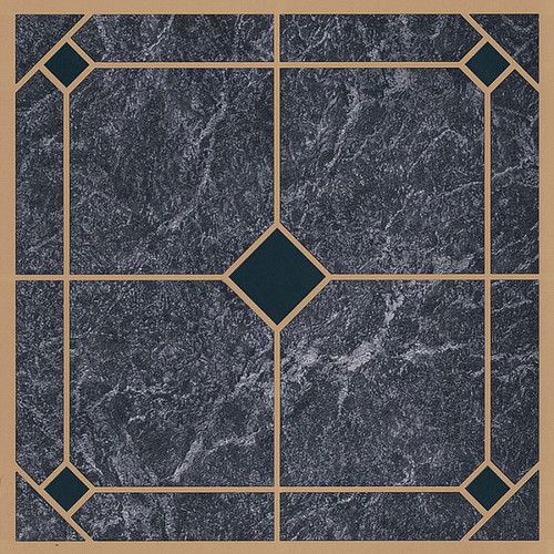 ProSource CL2002 Vinyl Self-Adhesive Floor Tile, 12 in L Tile, 12 in W Tile, Square Edge, Blue/Gold [SKU: ORG1964253]