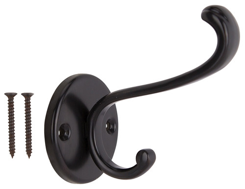 ProSource H-032-10B Coat and Hat Hook, 22 lb, 2-Hook, 1 in Opening, Zinc, Oil-Rubbed Bronze [SKU: ORG8282691]