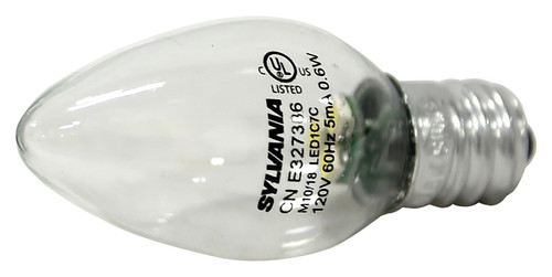Sylvania 78563 LED Lamp, Decorative, C7 Lamp, 11 W Equivalent, E12 Lamp Base, Clear, White Light, 6500 K Color Temp [SKU: ORG5064902]