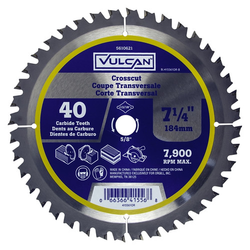 Vulcan 415561OR Circular Saw Blade, 7-1/4 in Dia, 5/8 and 13/16 Diamond in Arbor [SKU: ORG5610621]