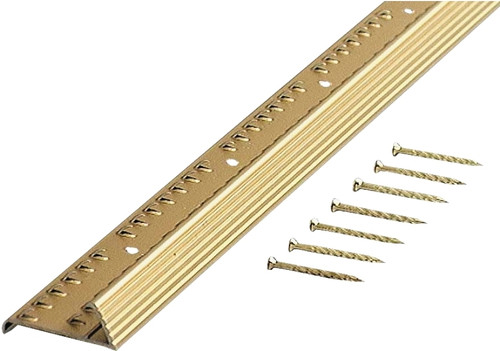 M-D 79053 Fluted Carpet Gripper, 36 in L, 1-3/8 in W, Aluminum, Satin Brass [SKU: ORG3079357]